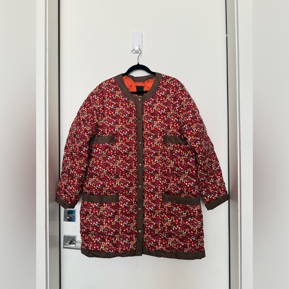 Anna Sui Anthropologie Pop-Pourri Posies Floral Puffer Coat Large - Picture 9 of 12